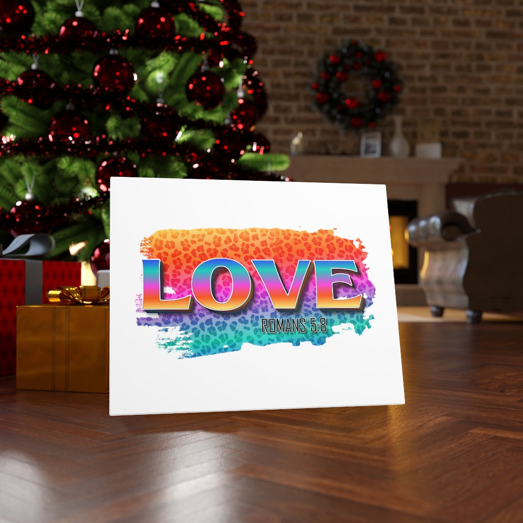 Scripture Walls Love Romans 5:8 Bible Verse Canvas Christian Wall Art Ready to Hang Unframed-Express Your Love Gifts