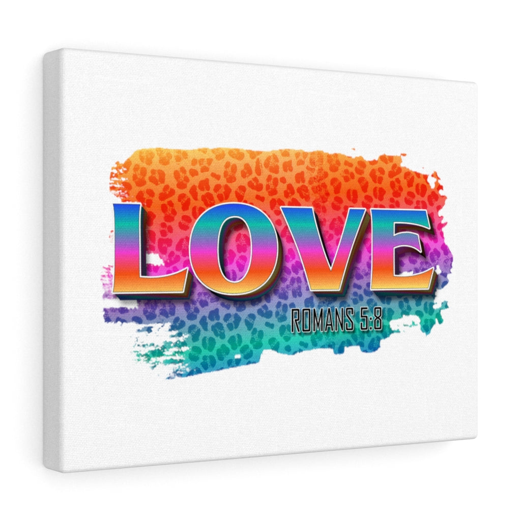 Scripture Walls Love Romans 5:8 Bible Verse Canvas Christian Wall Art Ready to Hang Unframed-Express Your Love Gifts