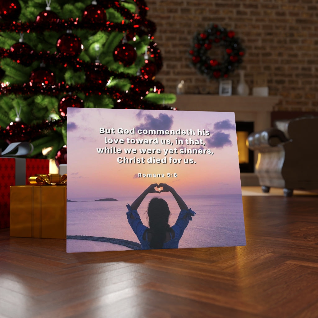 Scripture Walls Love Towards Us Romans 5:8 Bible Verse Canvas Christian Wall Art Ready to Hang Unframed-Express Your Love Gifts