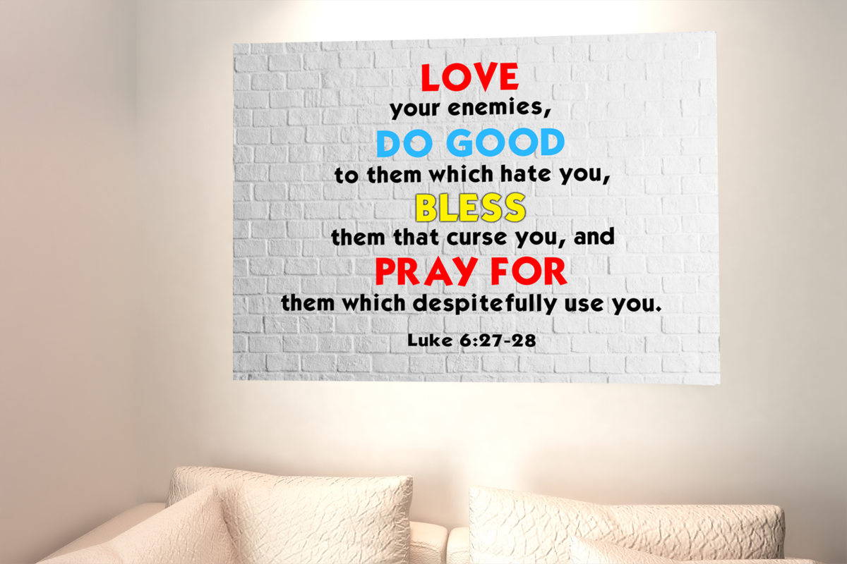 Scripture Walls Love Your Enemies Luke 6:27-28 Scripture Bible Verse Canvas Christian Wall Art Ready to Hang Unframed-Express Your Love Gifts