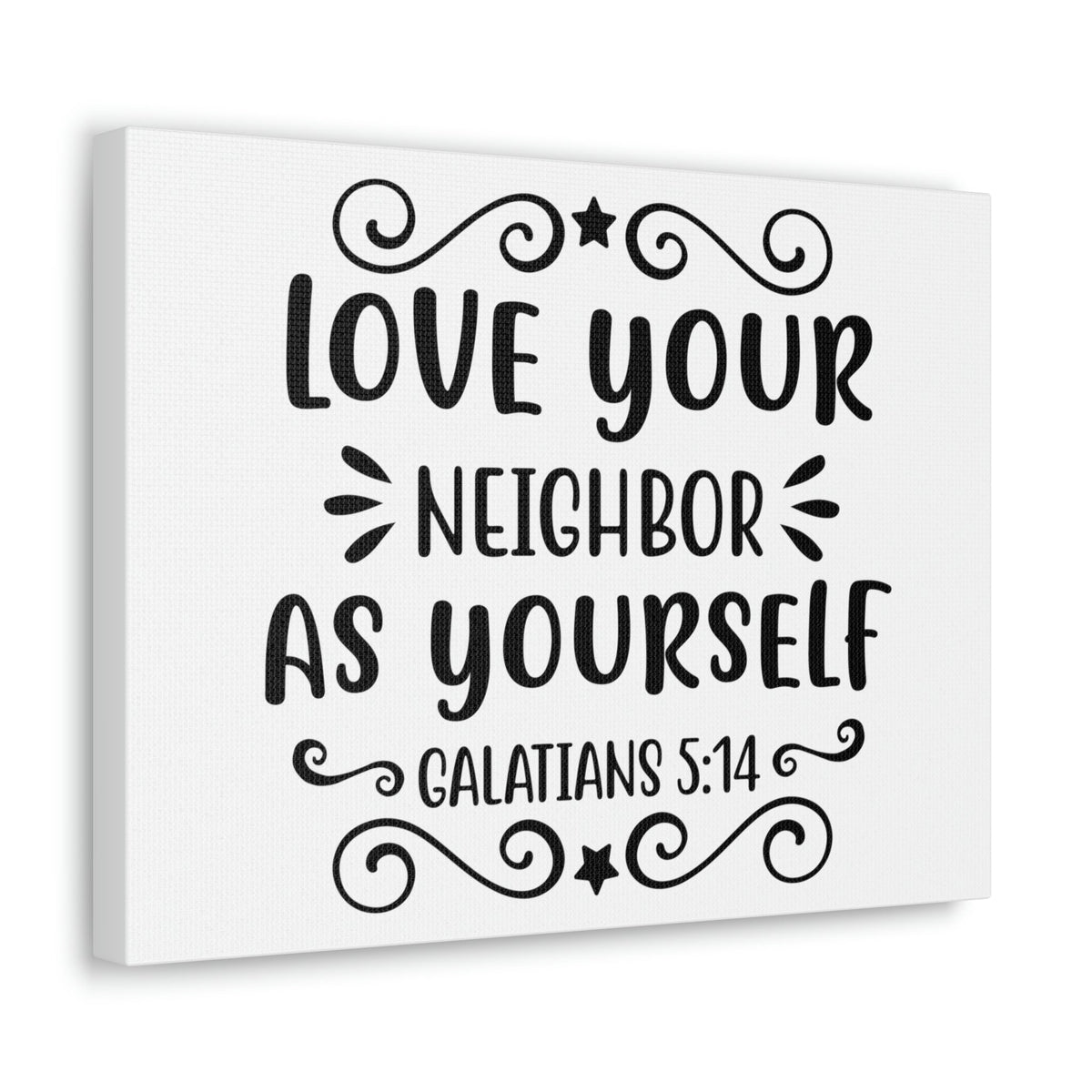 Scripture Walls Love Your Neighbor As Yourself Galatians 5:14 Star Bible Verse Canvas Christian Wall Art Ready to Hang Unframed-Express Your Love Gifts