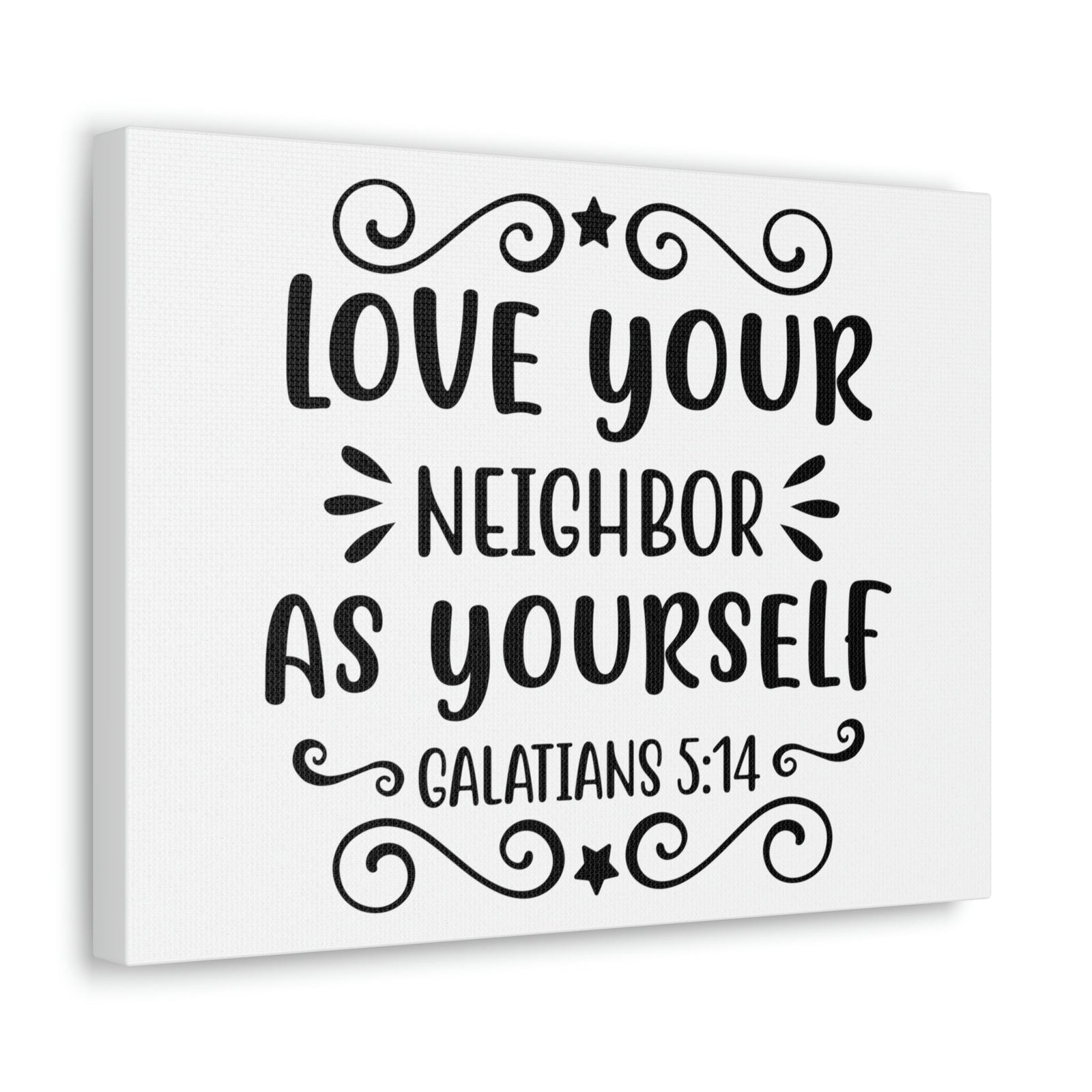 Scripture Walls Love Your Neighbor As Yourself Galatians 5:14 Star Bible Verse Canvas Christian Wall Art Ready to Hang Unframed-Express Your Love Gifts