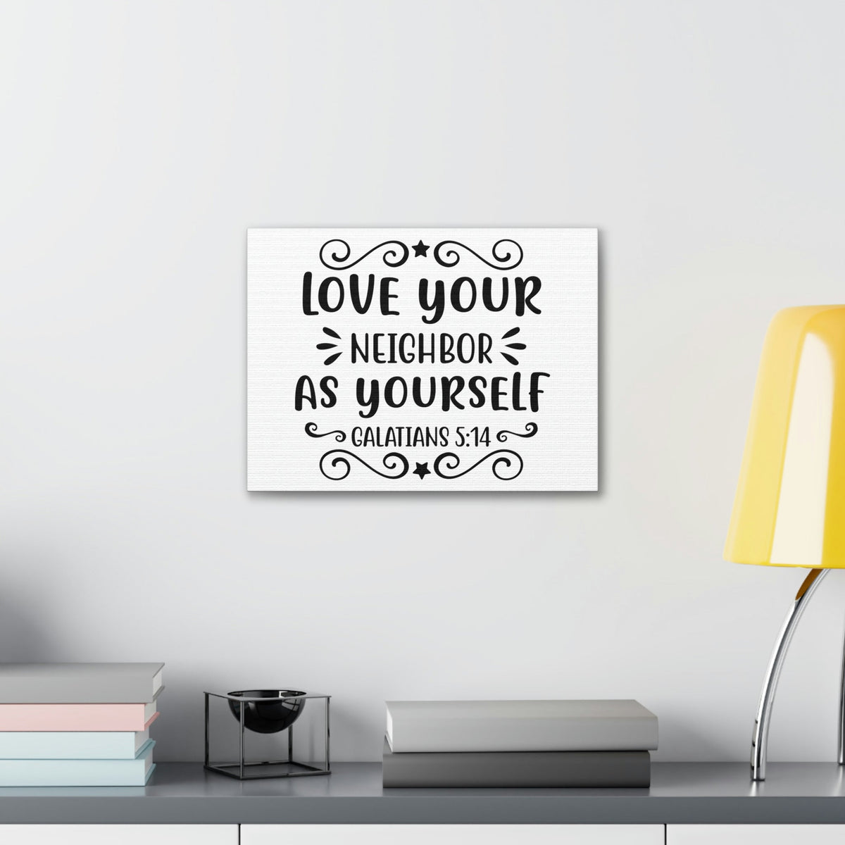 Scripture Walls Love Your Neighbor As Yourself Galatians 5:14 Star Bible Verse Canvas Christian Wall Art Ready to Hang Unframed-Express Your Love Gifts