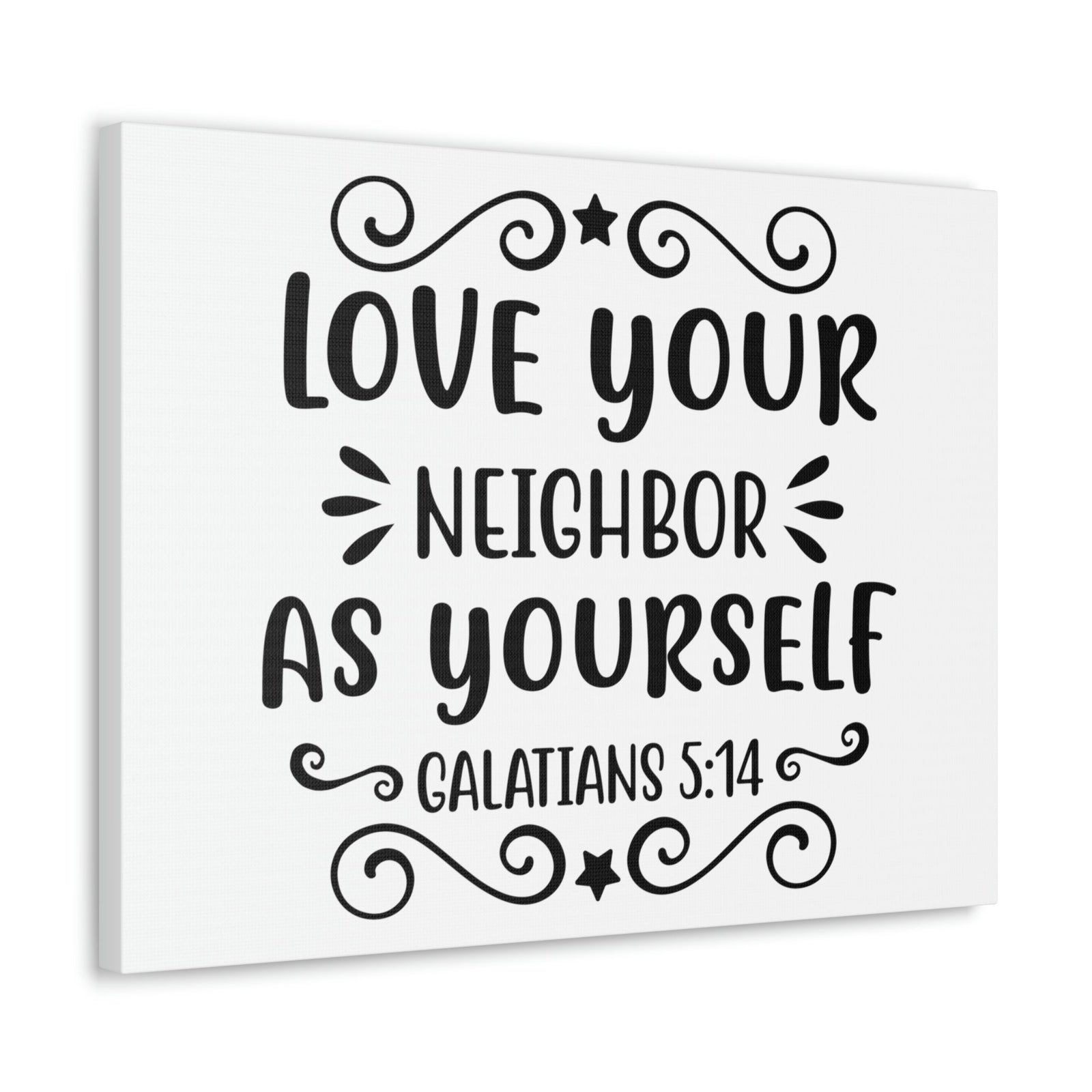 Scripture Walls Love Your Neighbor As Yourself Galatians 5:14 Star Bible Verse Canvas Christian Wall Art Ready to Hang Unframed-Express Your Love Gifts