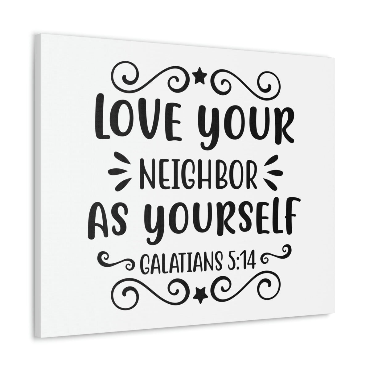 Scripture Walls Love Your Neighbor As Yourself Galatians 5:14 Star Bible Verse Canvas Christian Wall Art Ready to Hang Unframed-Express Your Love Gifts