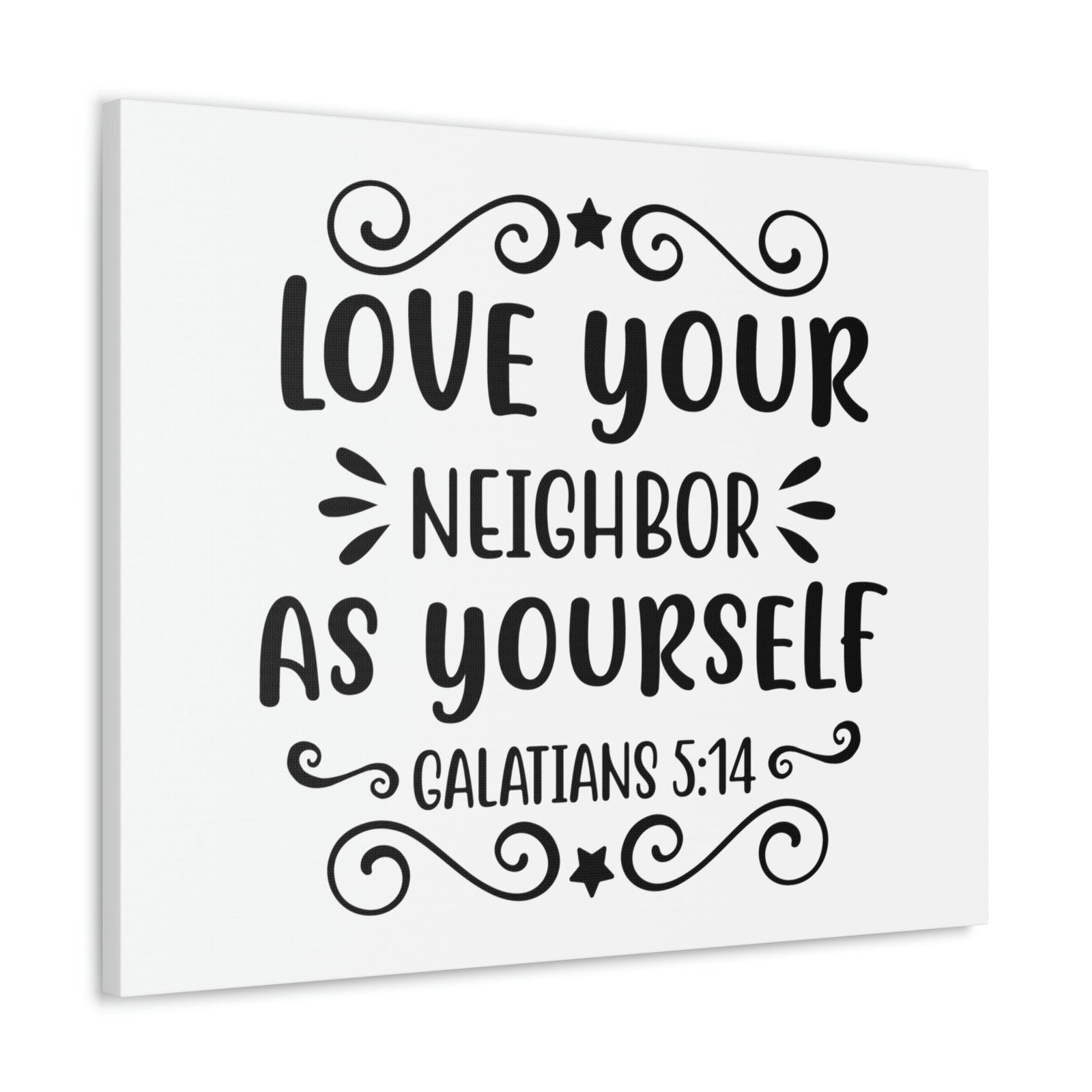 Scripture Walls Love Your Neighbor As Yourself Galatians 5:14 Star Bible Verse Canvas Christian Wall Art Ready to Hang Unframed-Express Your Love Gifts
