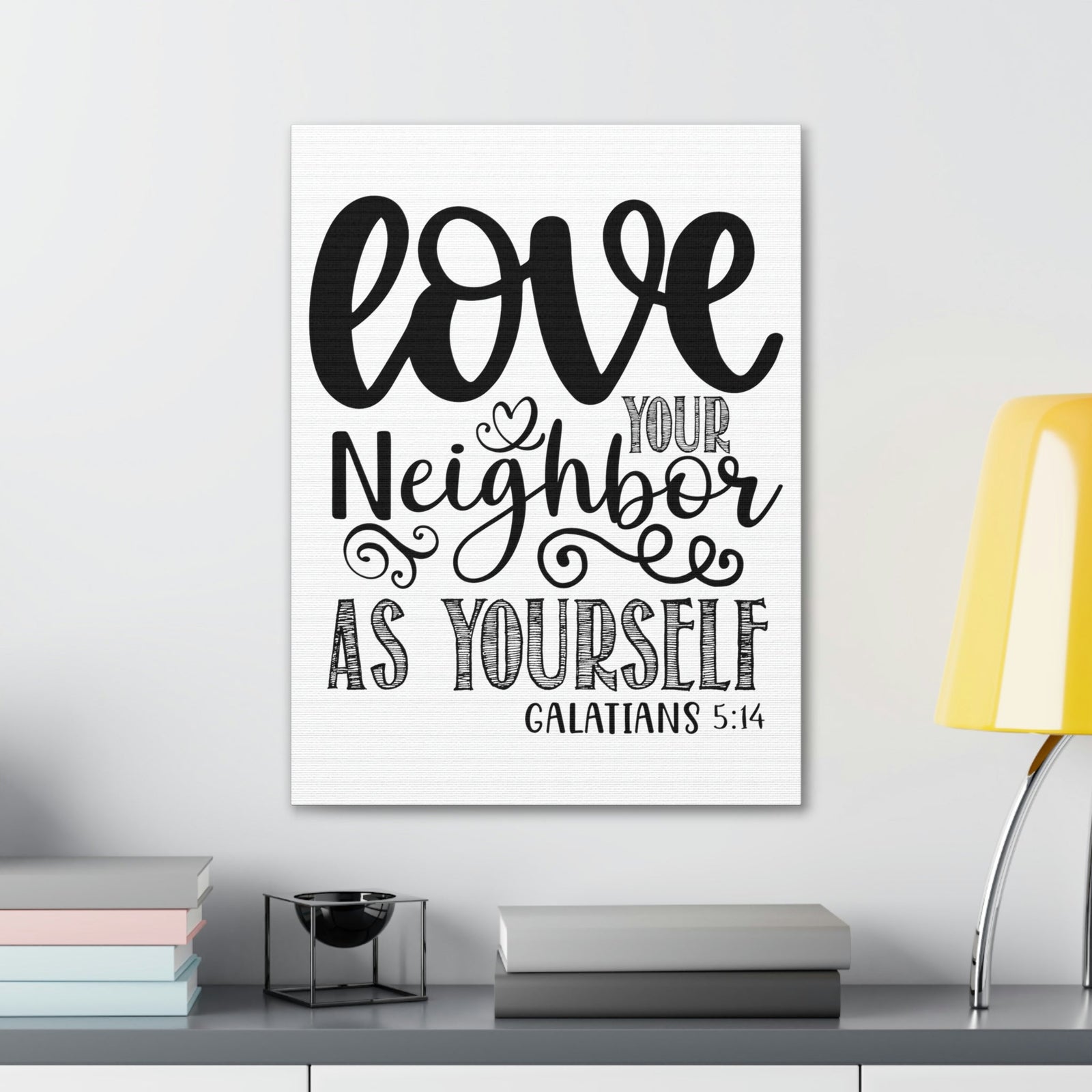 Scripture Walls Love Your Neighbor Galatians 5:14 Heart Christian Wall Art Print Ready to Hang Unframed-Express Your Love Gifts