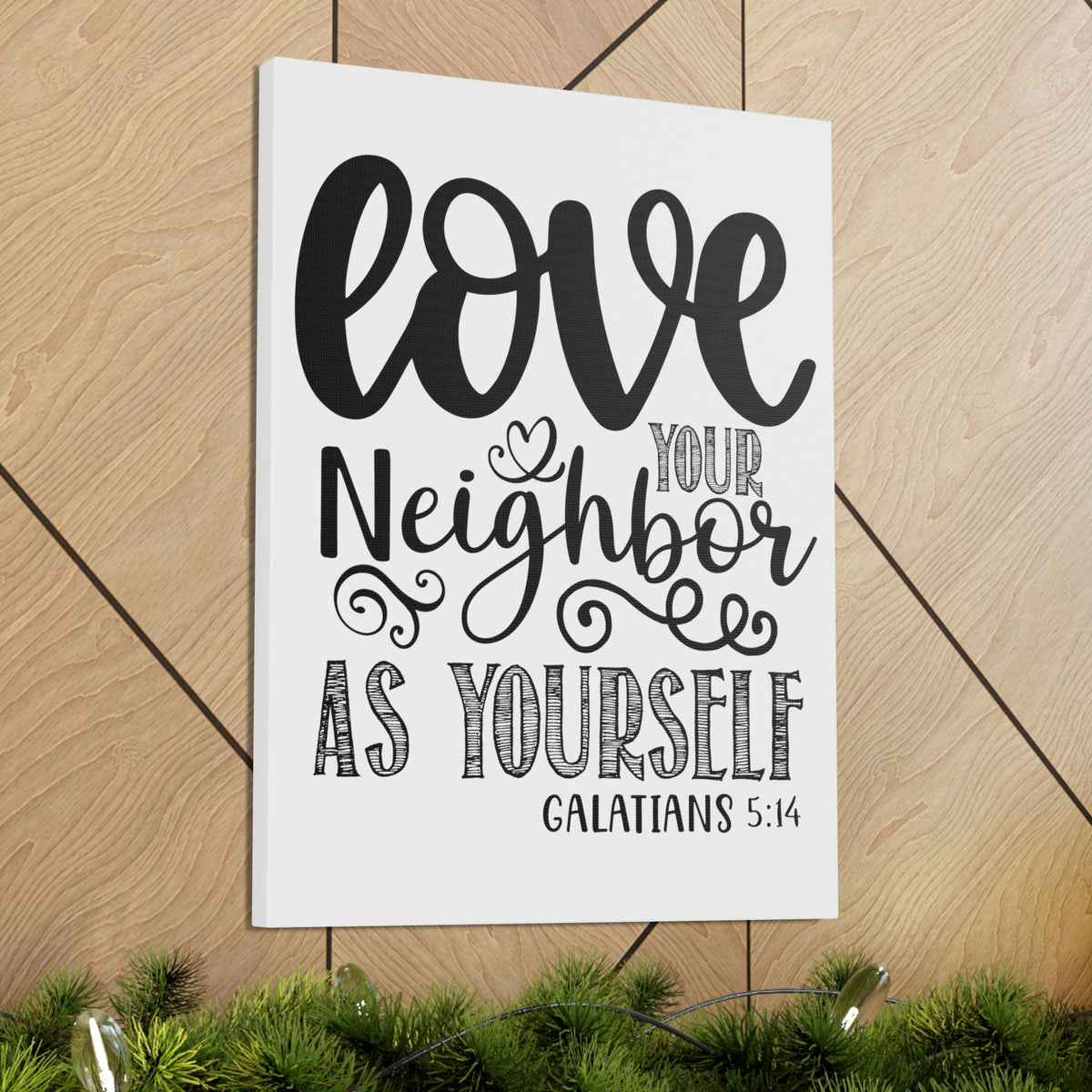 Scripture Walls Love Your Neighbor Galatians 5:14 Heart Christian Wall Art Print Ready to Hang Unframed-Express Your Love Gifts
