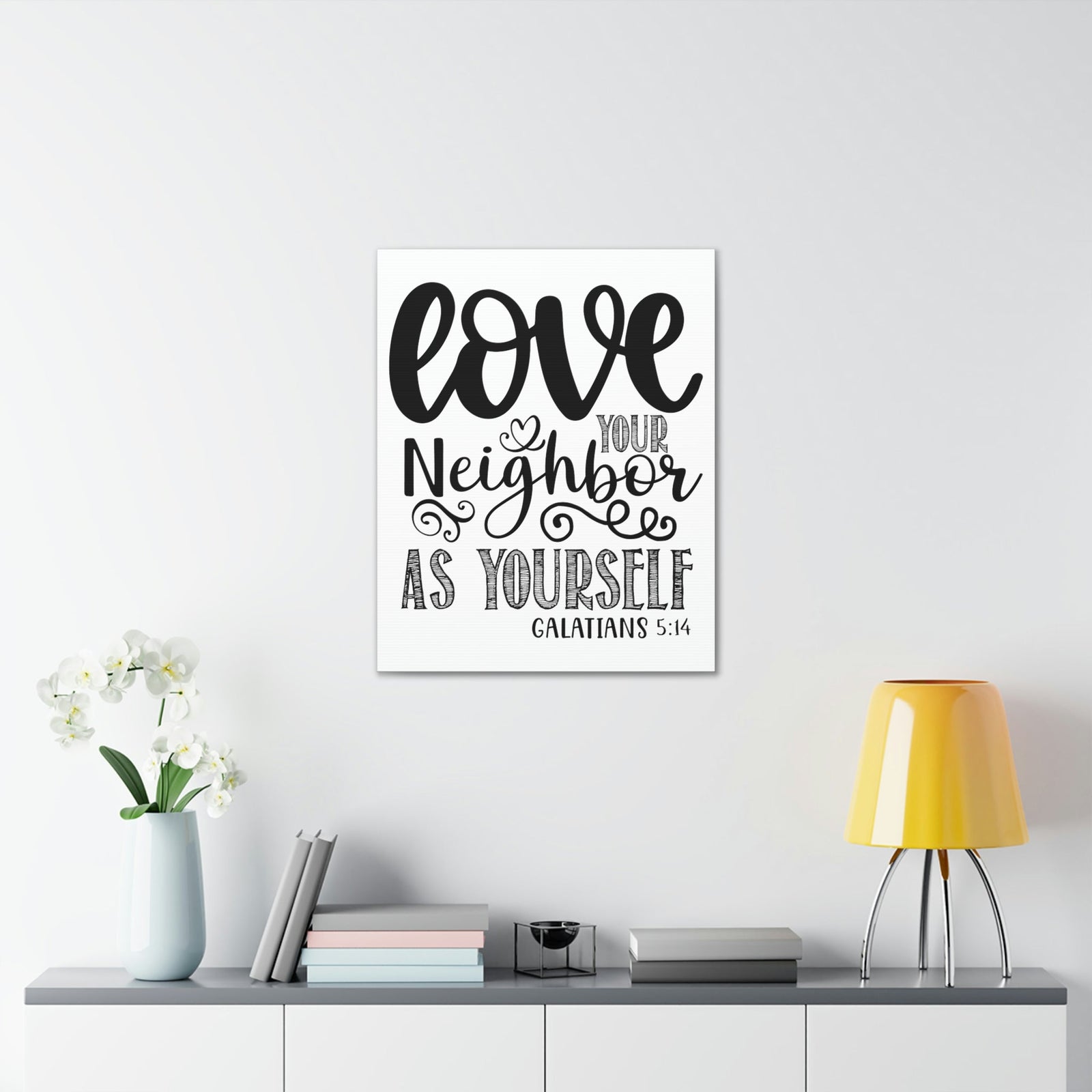 Scripture Walls Love Your Neighbor Galatians 5:14 Heart Christian Wall Art Print Ready to Hang Unframed-Express Your Love Gifts