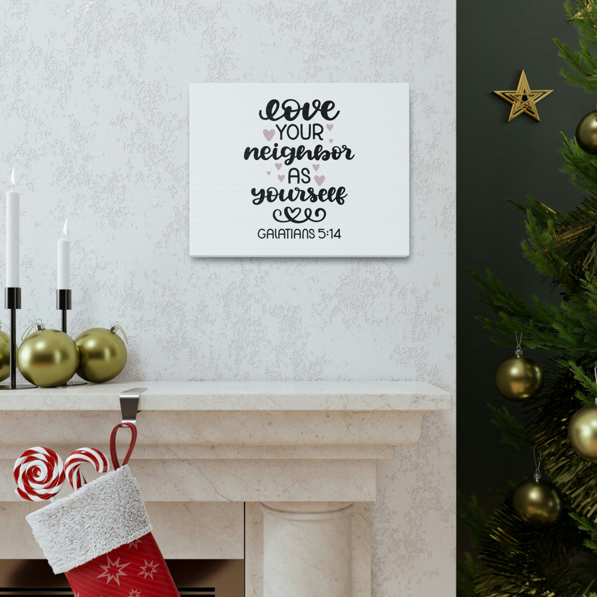 Scripture Walls Love Your Neighbor Galatians 5:14 Hearts Christian Wall Art Bible Verse Print Ready to Hang Unframed-Express Your Love Gifts