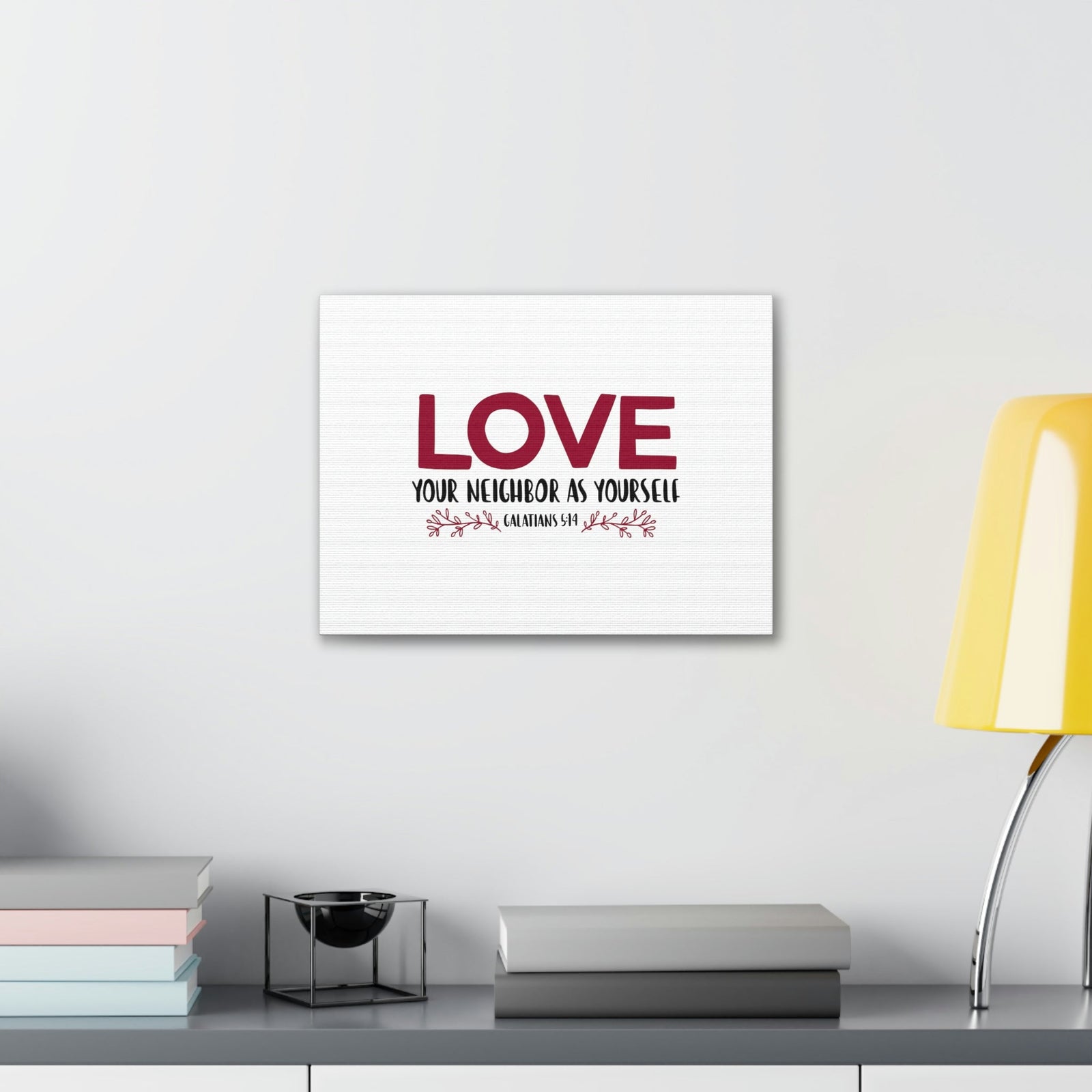 Scripture Walls Love Your Neighbor Galatians 5:14 Red Christian Wall Art Bible Verse Print Ready to Hang Unframed-Express Your Love Gifts