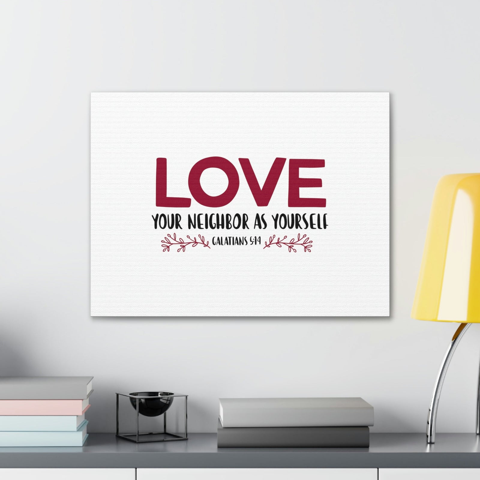 Scripture Walls Love Your Neighbor Galatians 5:14 Red Christian Wall Art Bible Verse Print Ready to Hang Unframed-Express Your Love Gifts