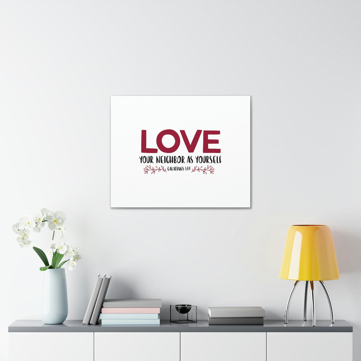 Scripture Walls Love Your Neighbor Galatians 5:14 Red Christian Wall Art Bible Verse Print Ready to Hang Unframed-Express Your Love Gifts