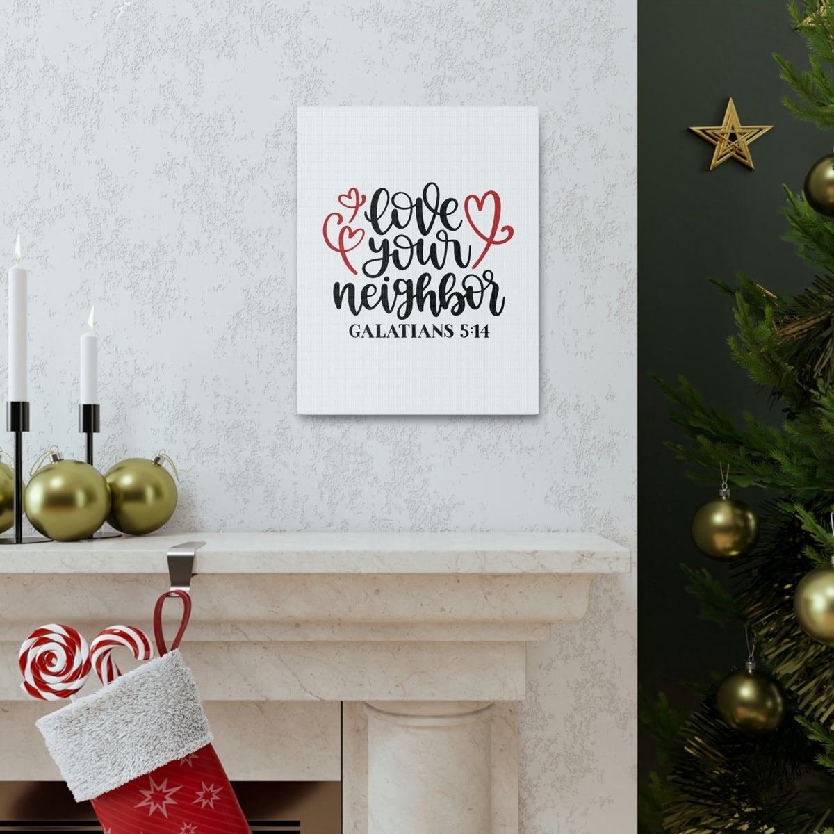 Scripture Walls Love Your Neighbor Galatians 5:14 Red Heart Christian Wall Art Bible Verse Print Ready to Hang Unframed-Express Your Love Gifts