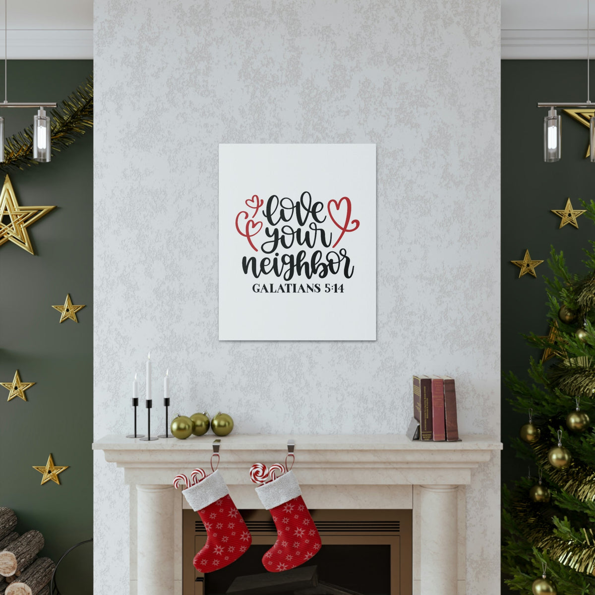 Scripture Walls Love Your Neighbor Galatians 5:14 Red Heart Christian Wall Art Bible Verse Print Ready to Hang Unframed-Express Your Love Gifts