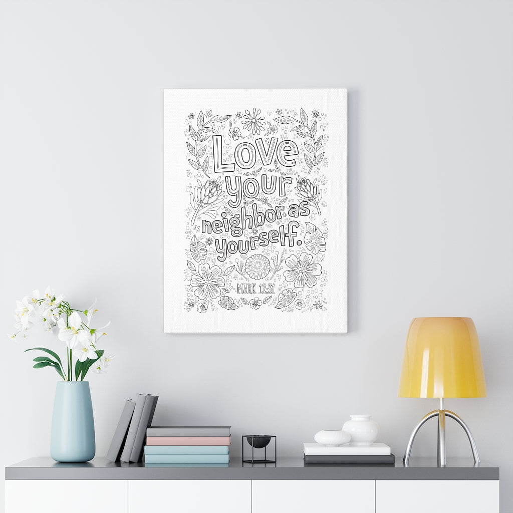 Scripture Walls Love Your Neighbor Mark 12:31 Bible Verse Canvas Christian Wall Art Ready to Hang Unframed-Express Your Love Gifts