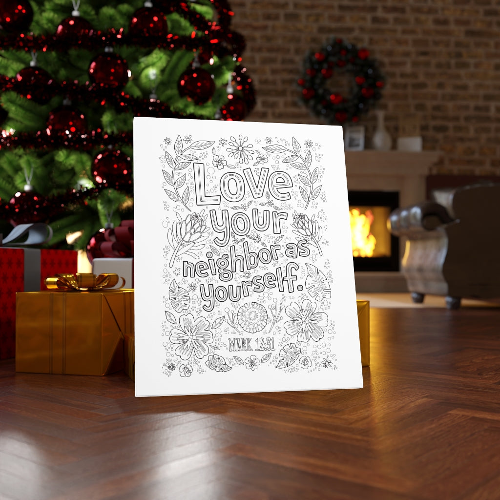 Scripture Walls Love Your Neighbor Mark 12:31 Bible Verse Canvas Christian Wall Art Ready to Hang Unframed-Express Your Love Gifts