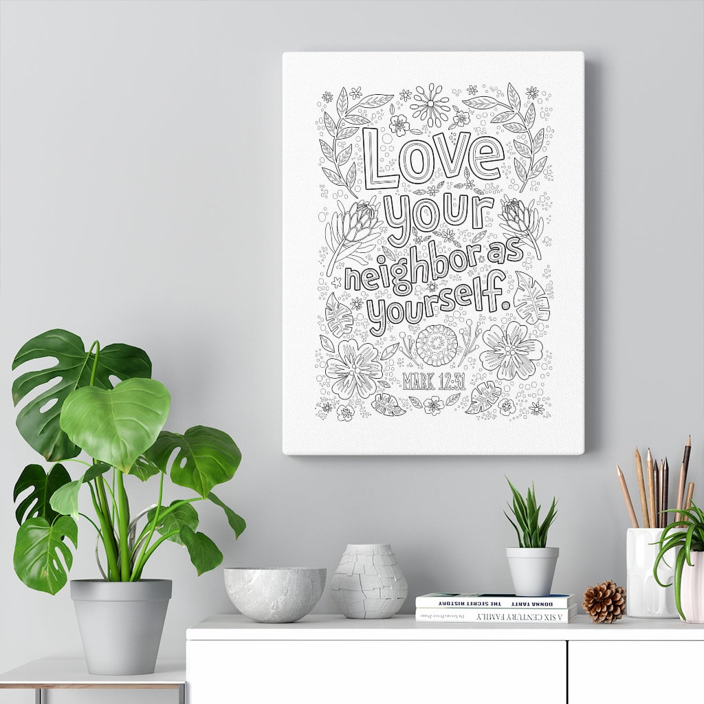 Scripture Walls Love Your Neighbor Mark 12:31 Bible Verse Canvas Christian Wall Art Ready to Hang Unframed-Express Your Love Gifts