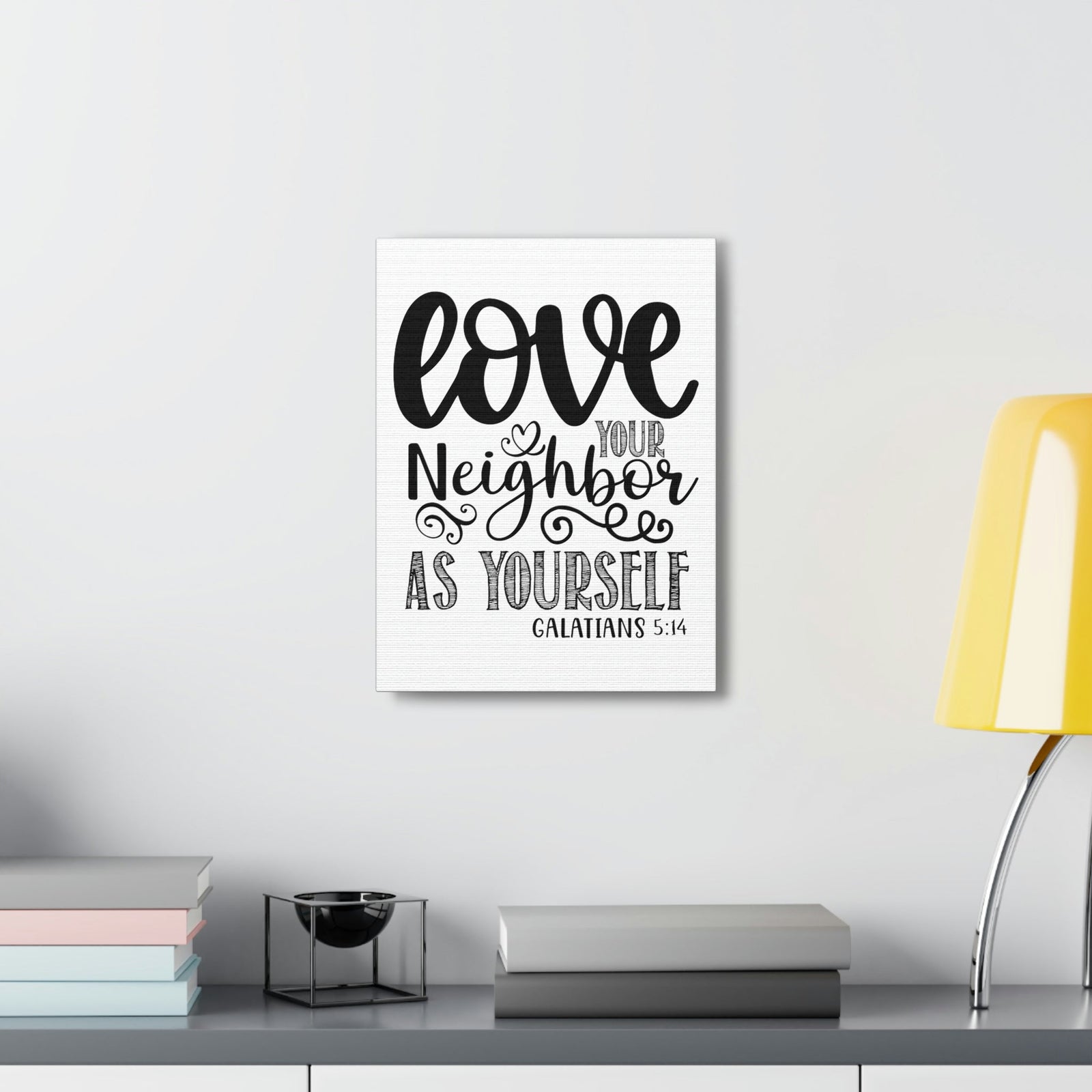 Scripture Walls Love Your Neighbors Galatians 5:14 Bible Verse Canvas Christian Wall Art Ready to Hang Unframed-Express Your Love Gifts