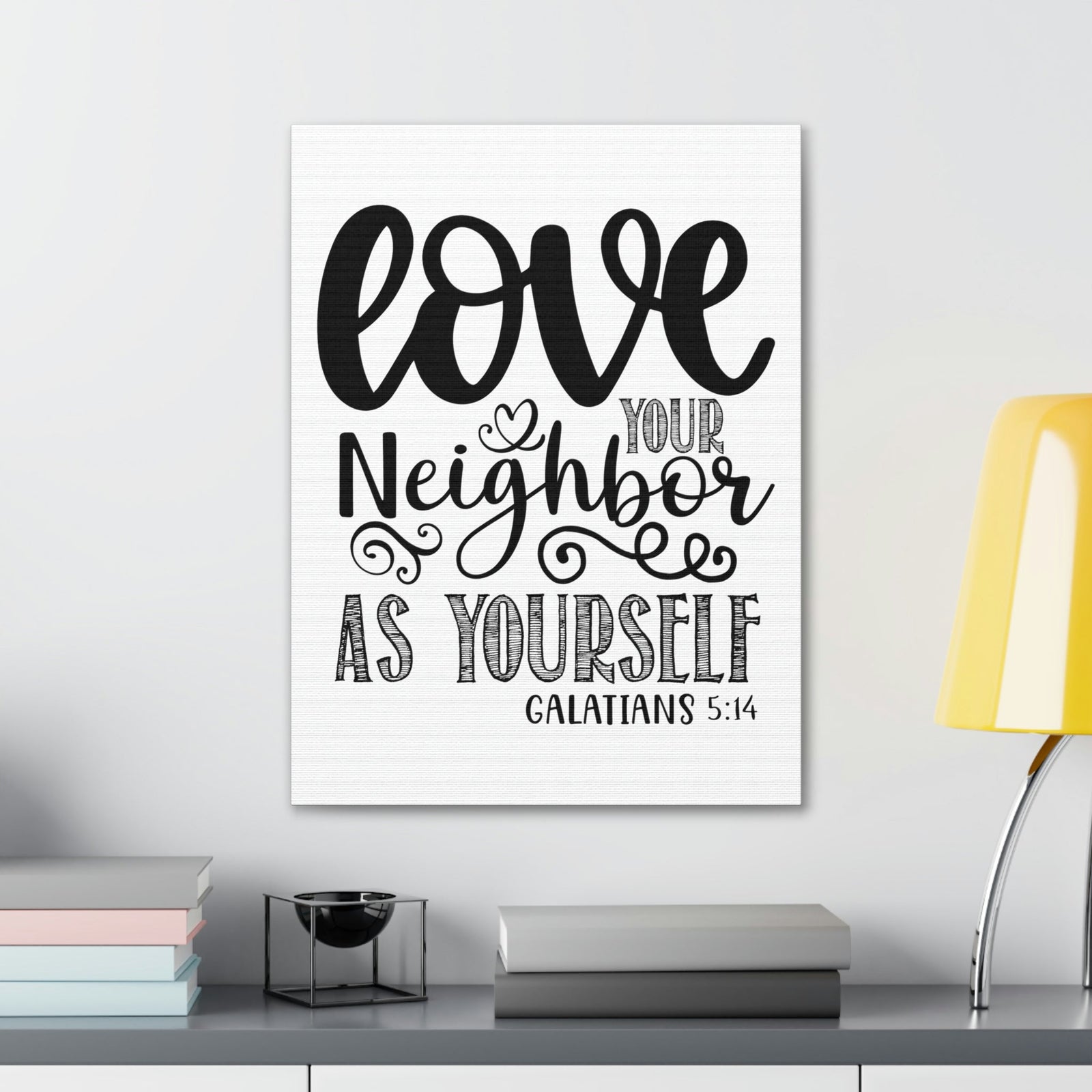 Scripture Walls Love Your Neighbors Galatians 5:14 Bible Verse Canvas Christian Wall Art Ready to Hang Unframed-Express Your Love Gifts
