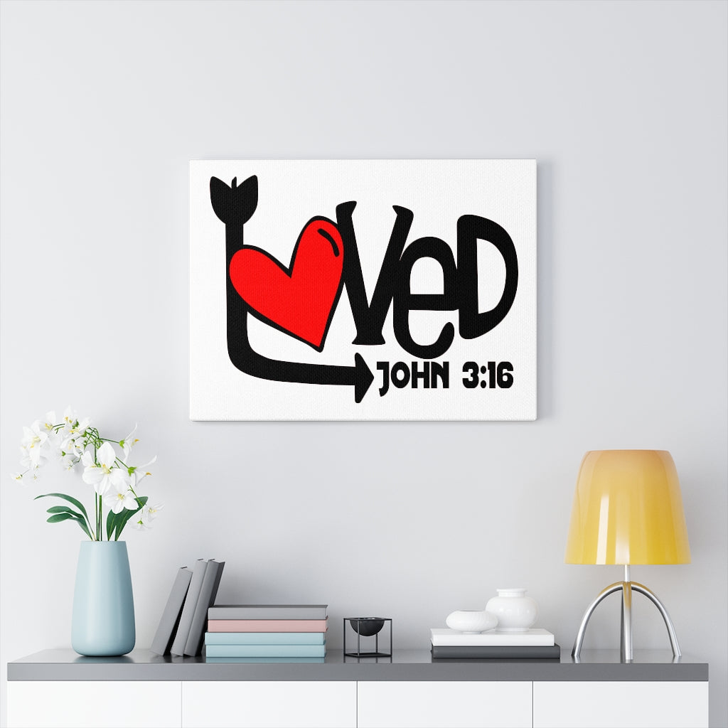 Scripture Walls Loved Arrow John 3:16 Bible Verse Canvas Christian Wall Art Ready to Hang Unframed-Express Your Love Gifts