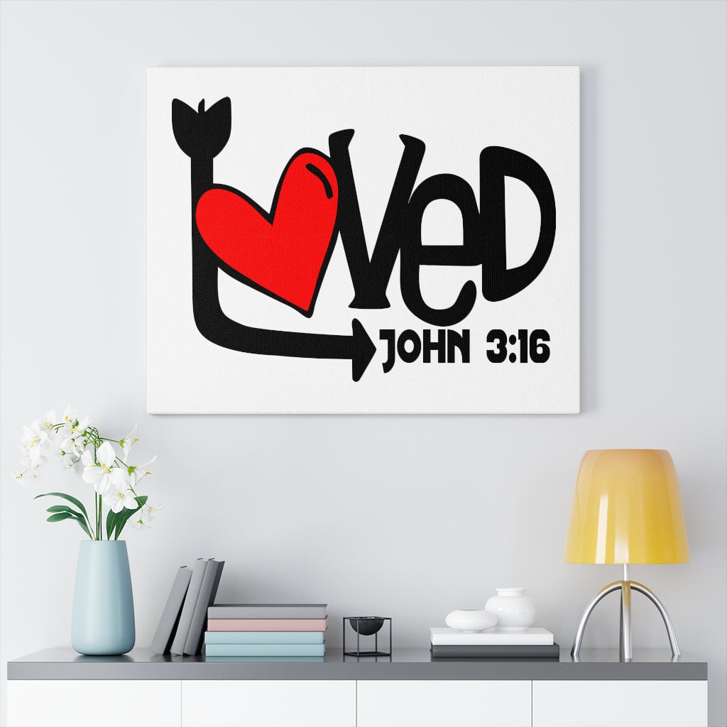 Scripture Walls Loved Arrow John 3:16 Bible Verse Canvas Christian Wall Art Ready to Hang Unframed-Express Your Love Gifts