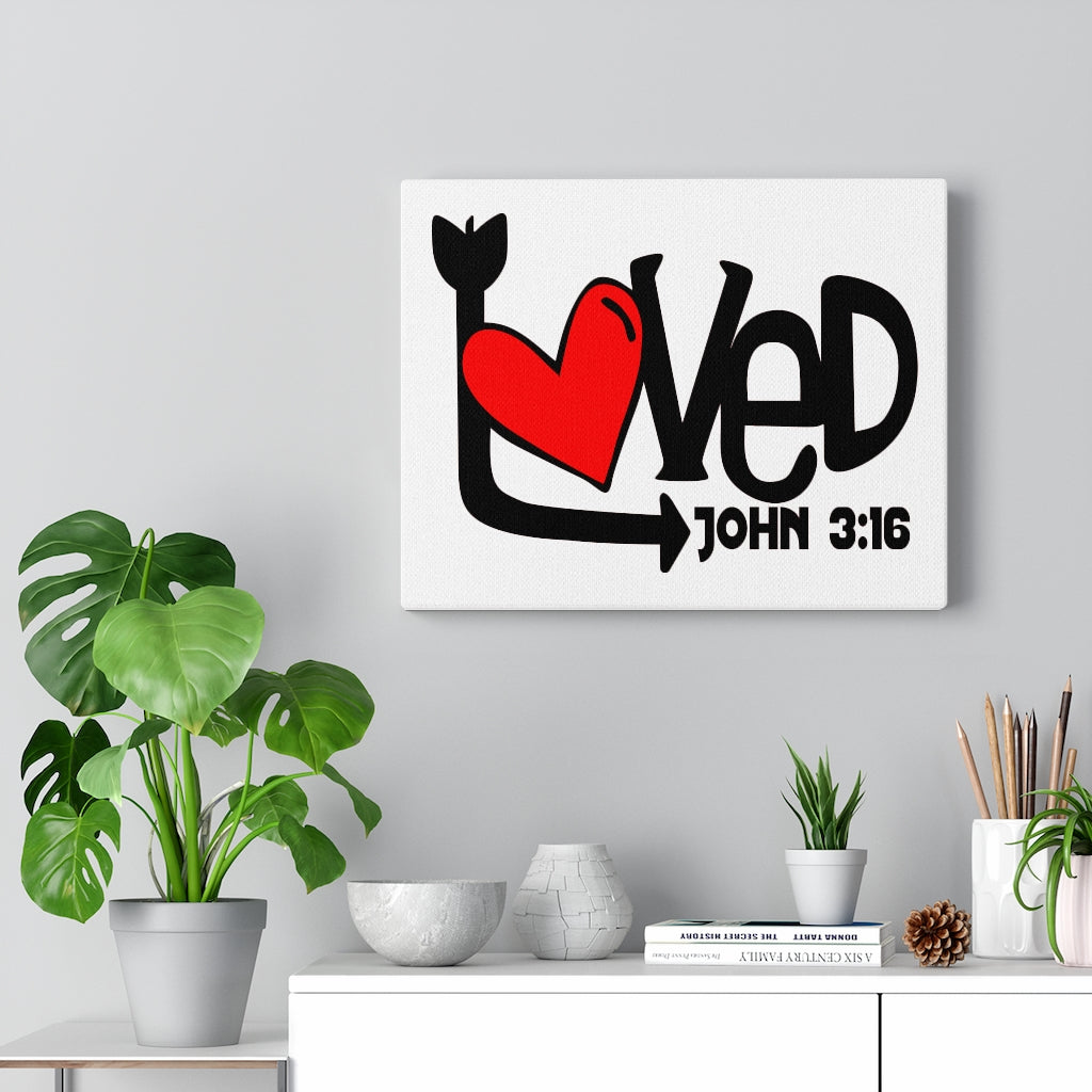 Scripture Walls Loved Arrow John 3:16 Bible Verse Canvas Christian Wall Art Ready to Hang Unframed-Express Your Love Gifts