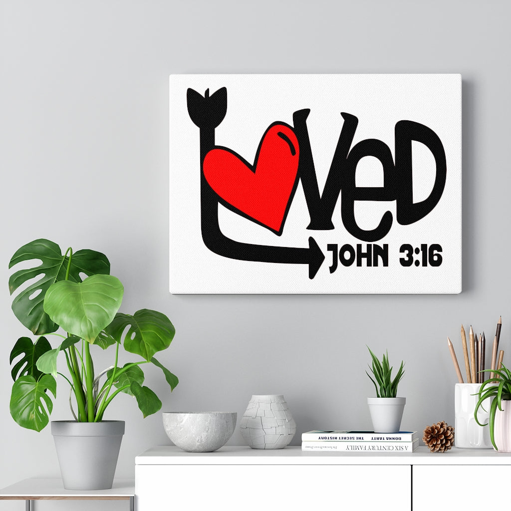 Scripture Walls Loved Arrow John 3:16 Bible Verse Canvas Christian Wall Art Ready to Hang Unframed-Express Your Love Gifts