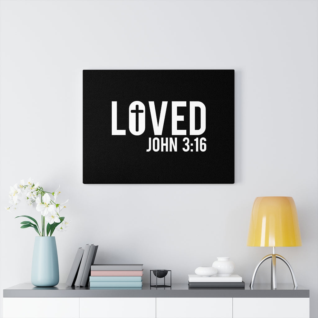Scripture Walls Loved Cross John 3:16 Bible Verse Canvas Christian Wall Art Ready to Hang Unframed-Express Your Love Gifts