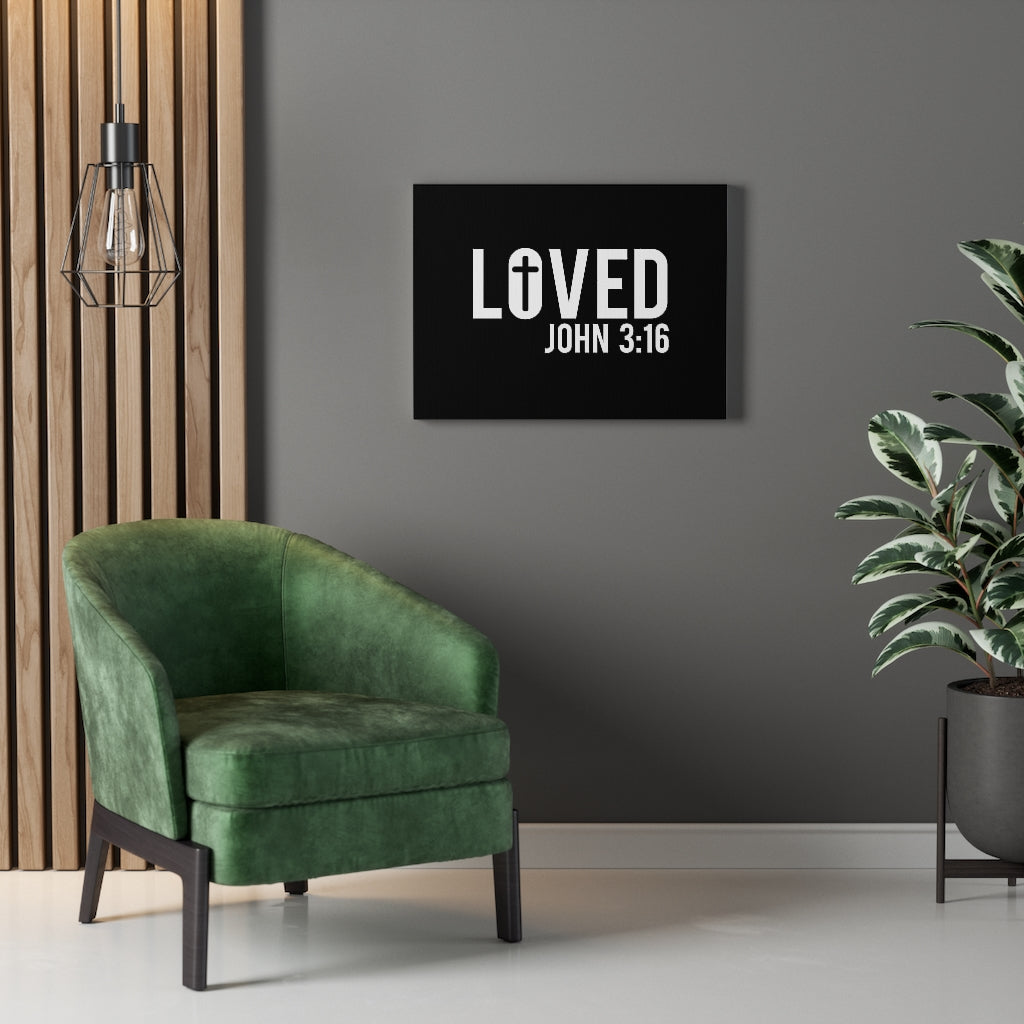 Scripture Walls Loved Cross John 3:16 Bible Verse Canvas Christian Wall Art Ready to Hang Unframed-Express Your Love Gifts