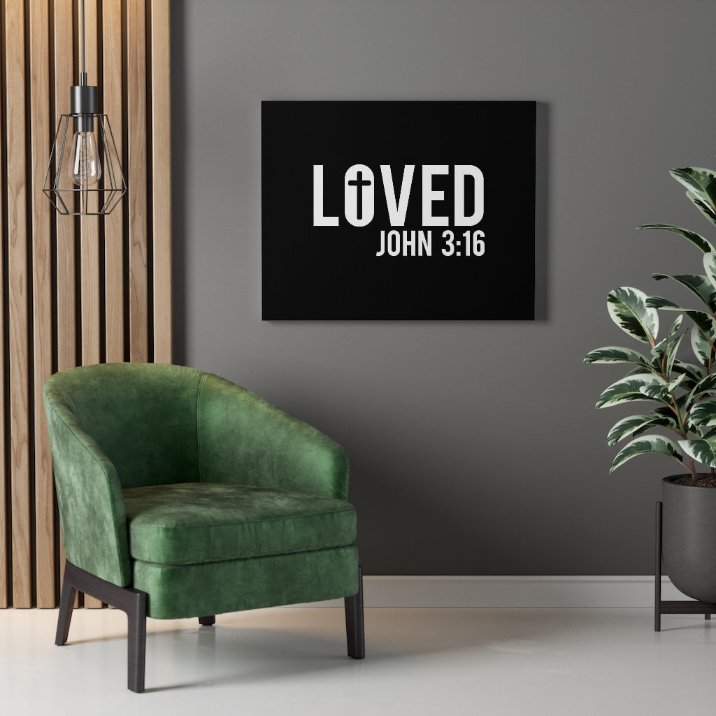 Scripture Walls Loved Cross John 3:16 Bible Verse Canvas Christian Wall Art Ready to Hang Unframed-Express Your Love Gifts