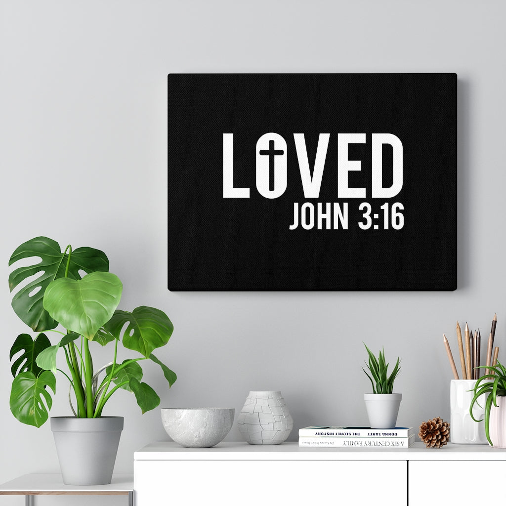 Scripture Walls Loved Cross John 3:16 Bible Verse Canvas Christian Wall Art Ready to Hang Unframed-Express Your Love Gifts