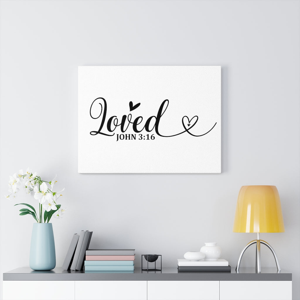 Scripture Walls Loved Heart John 3:16 Bible Verse Canvas Christian Wall Art Ready to Hang Unframed-Express Your Love Gifts
