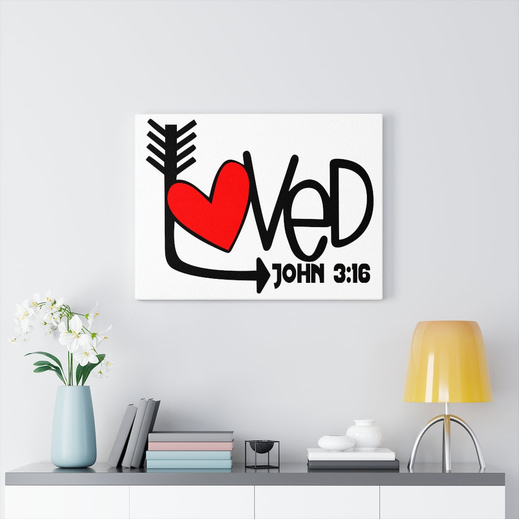 Scripture Walls Loved Heart John 3:16 Bible Verse Canvas Christian Wall Art Ready to Hang Unframed-Express Your Love Gifts