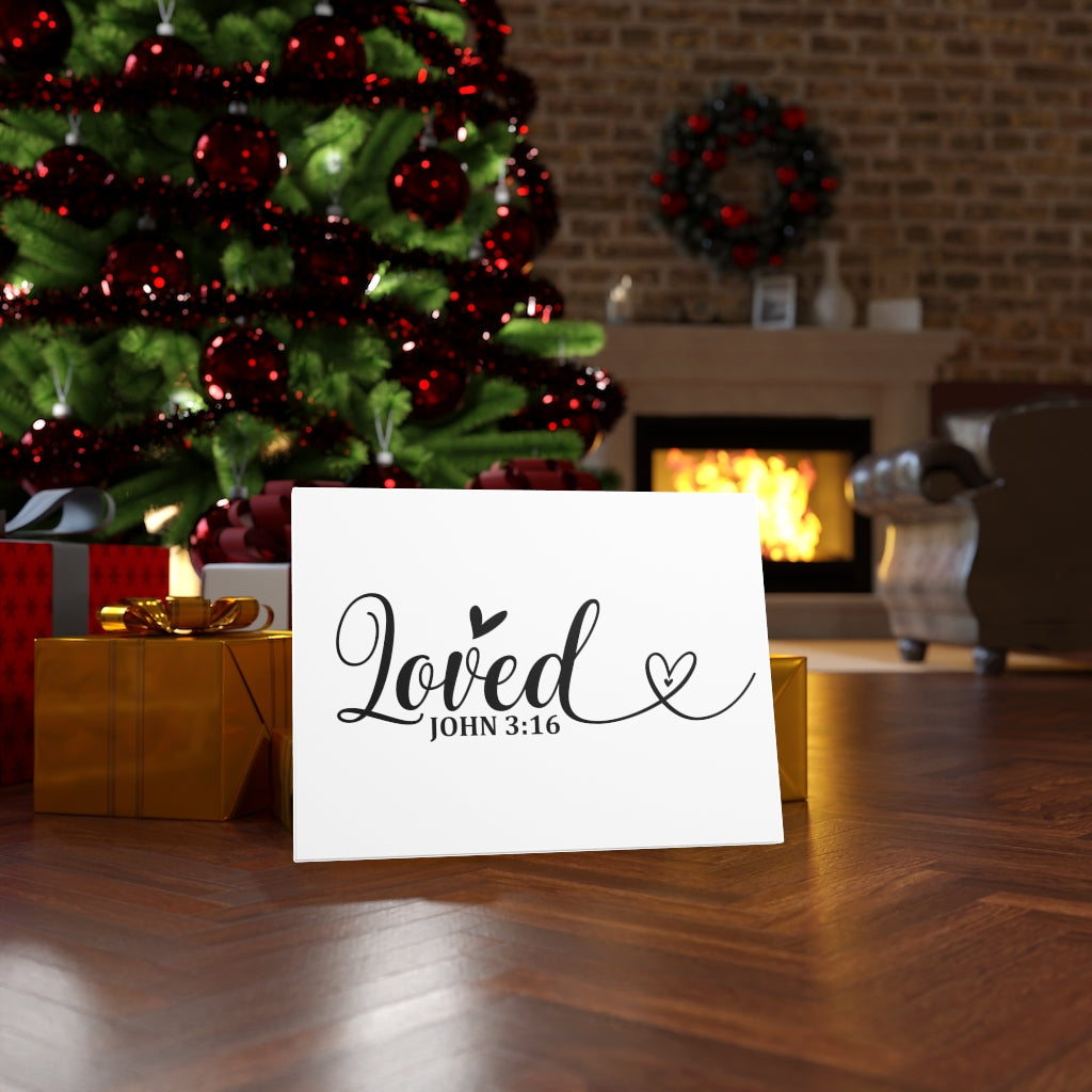 Scripture Walls Loved Heart John 3:16 Bible Verse Canvas Christian Wall Art Ready to Hang Unframed-Express Your Love Gifts