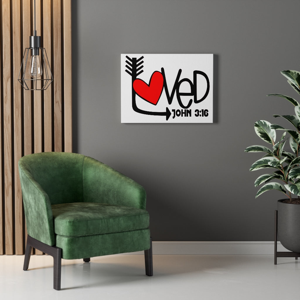 Scripture Walls Loved Heart John 3:16 Bible Verse Canvas Christian Wall Art Ready to Hang Unframed-Express Your Love Gifts