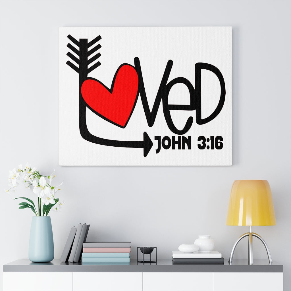 Scripture Walls Loved Heart John 3:16 Bible Verse Canvas Christian Wall Art Ready to Hang Unframed-Express Your Love Gifts