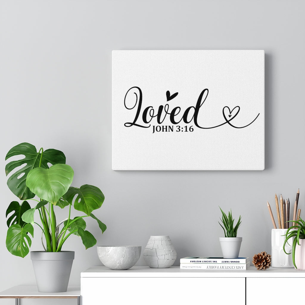 Scripture Walls Loved Heart John 3:16 Bible Verse Canvas Christian Wall Art Ready to Hang Unframed-Express Your Love Gifts