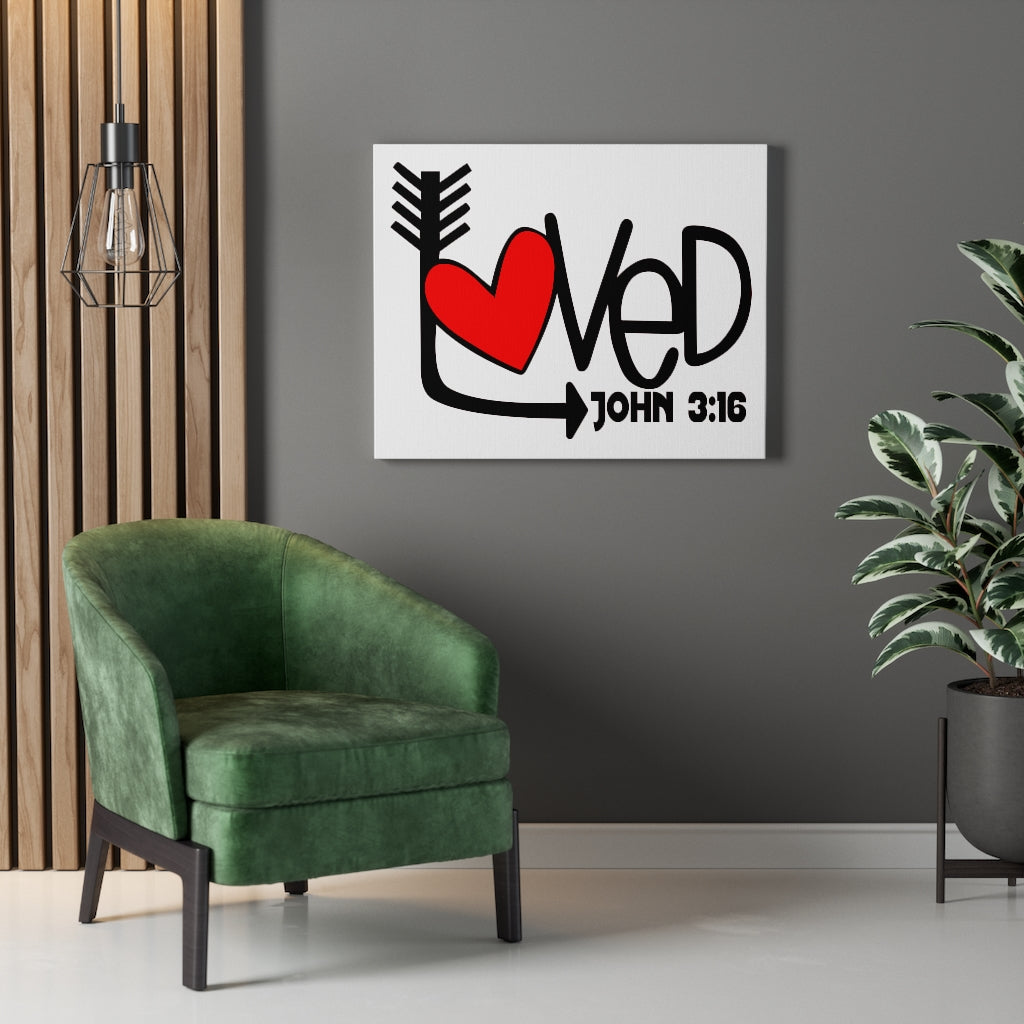Scripture Walls Loved Heart John 3:16 Bible Verse Canvas Christian Wall Art Ready to Hang Unframed-Express Your Love Gifts