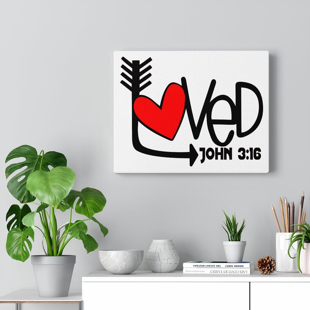 Scripture Walls Loved Heart John 3:16 Bible Verse Canvas Christian Wall Art Ready to Hang Unframed-Express Your Love Gifts