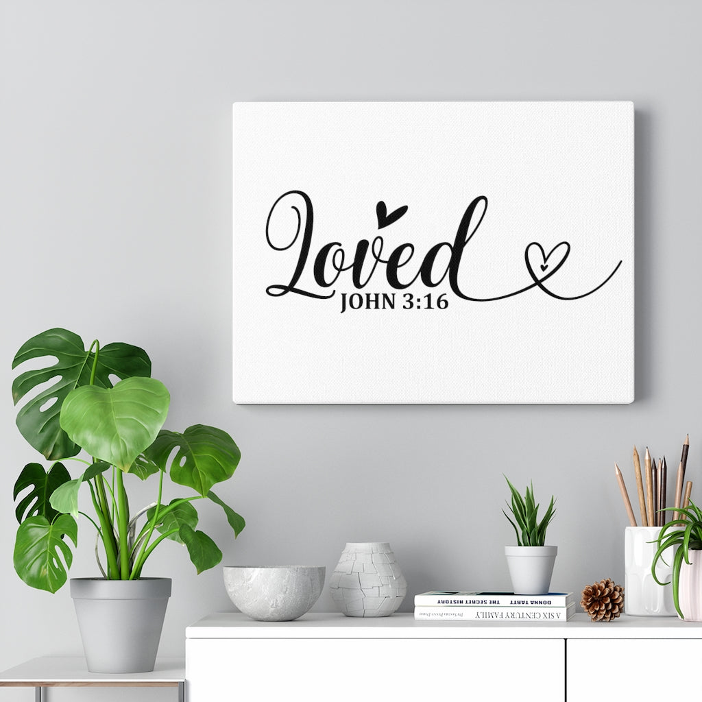 Scripture Walls Loved Heart John 3:16 Bible Verse Canvas Christian Wall Art Ready to Hang Unframed-Express Your Love Gifts