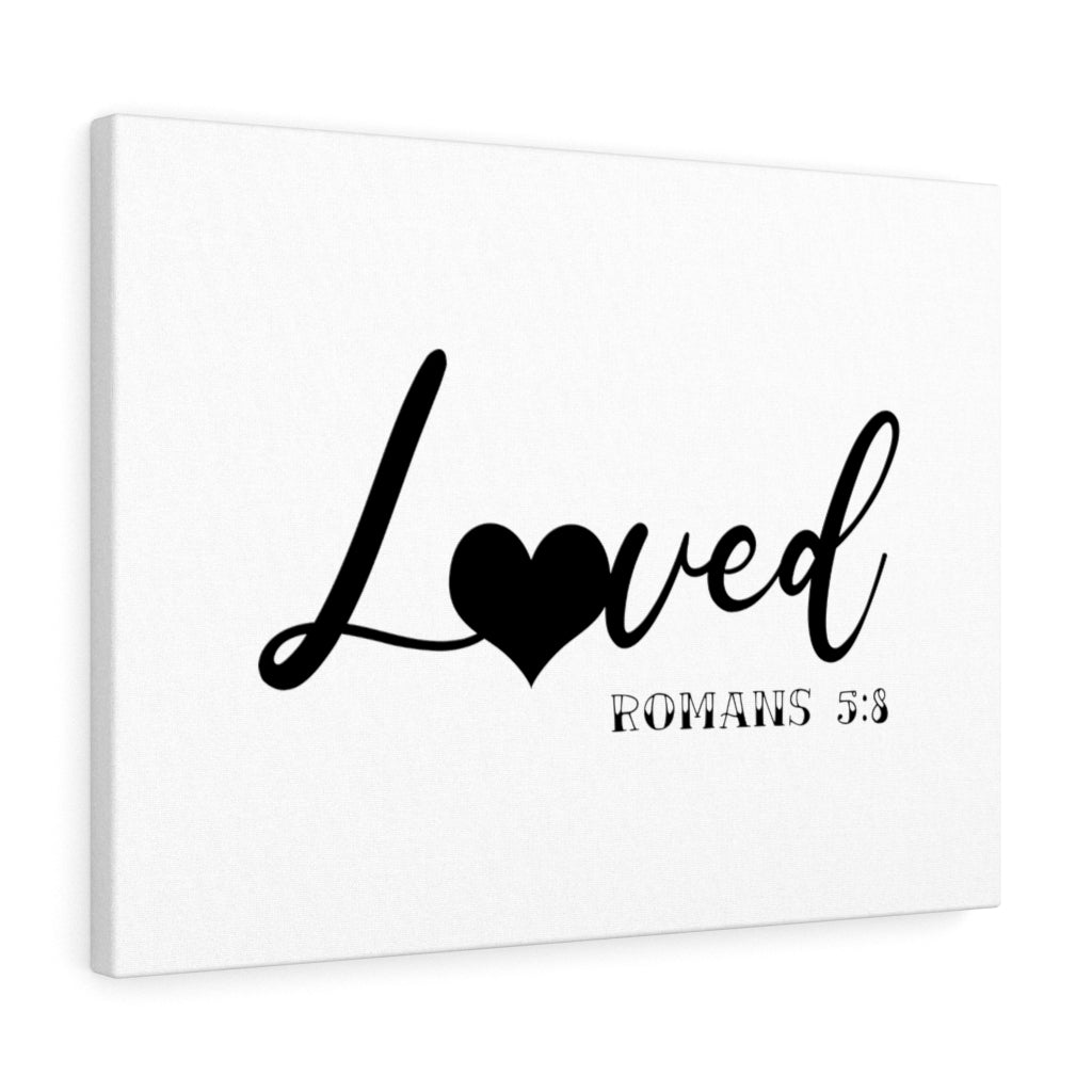 Scripture Walls Loved Heart Romans 5:8 Bible Verse Canvas Christian Wall Art Ready to Hang Unframed-Express Your Love Gifts
