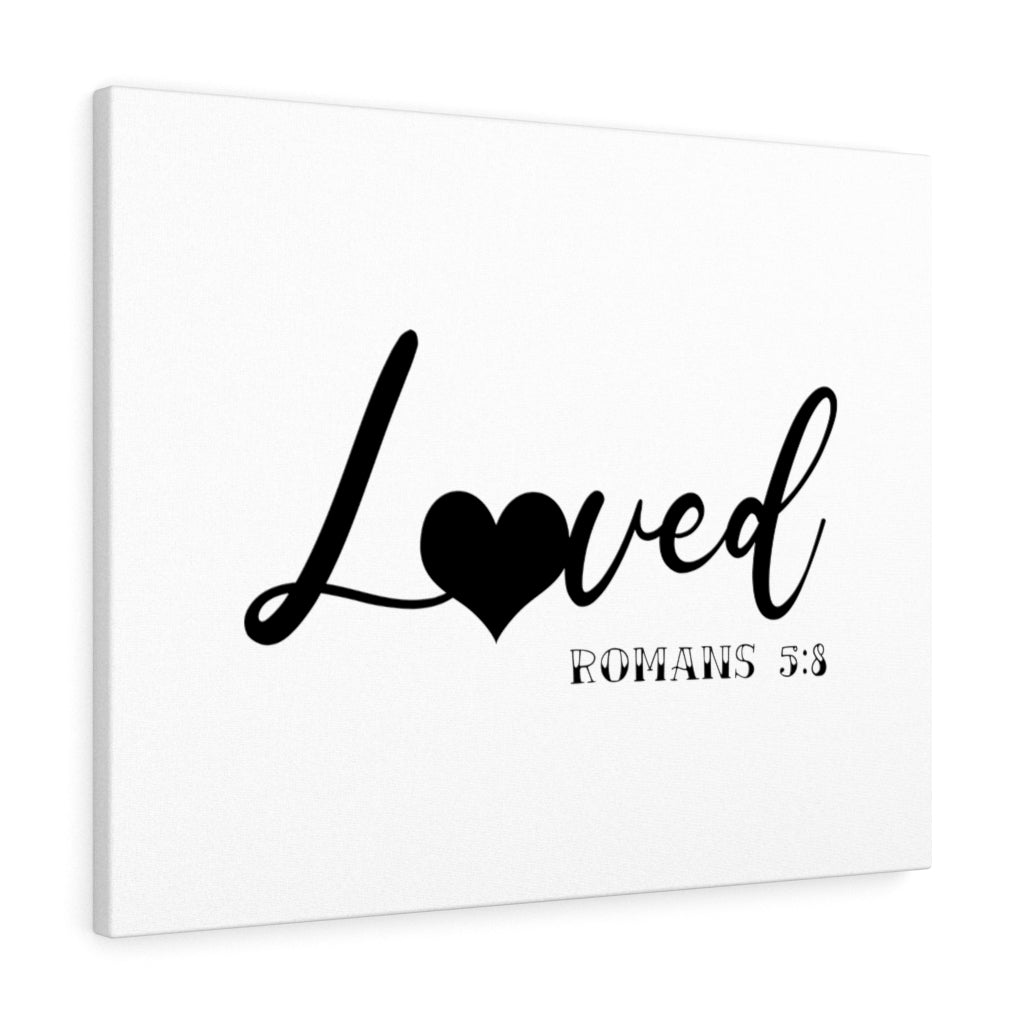 Scripture Walls Loved Heart Romans 5:8 Bible Verse Canvas Christian Wall Art Ready to Hang Unframed-Express Your Love Gifts