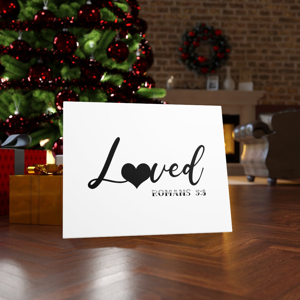 Scripture Walls Loved Heart Romans 5:8 Bible Verse Canvas Christian Wall Art Ready to Hang Unframed-Express Your Love Gifts