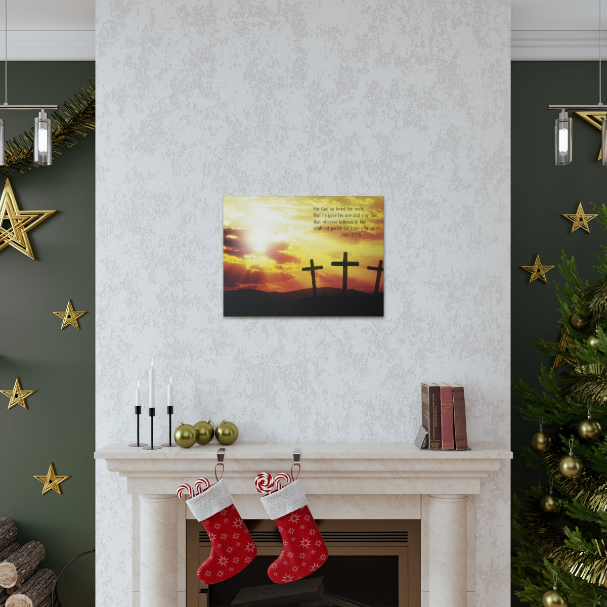 Scripture Walls Loved The World John 3:16 Bible Verse Canvas Christian Wall Art Bible Verse Print Ready To Hang Unframed-Express Your Love Gifts