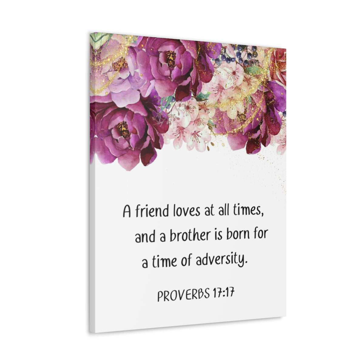 Scripture Walls Loves At All Times Proverbs 17:17 Purple Floral Bible Verse Canvas Christian Wall Art Ready to Hang Unframed-Express Your Love Gifts
