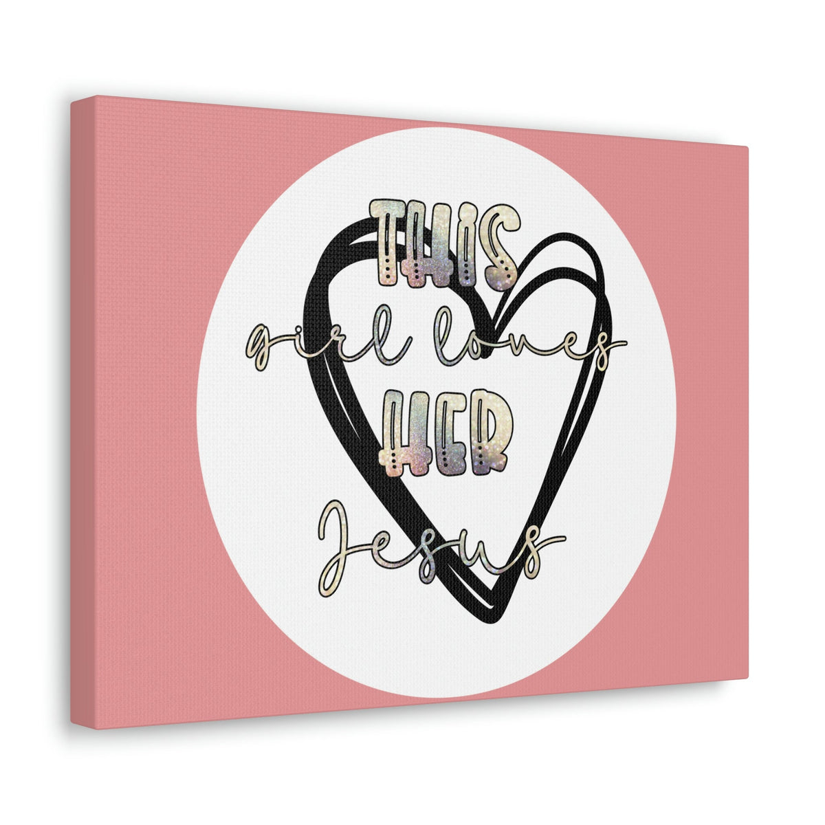 Scripture Walls Loves Her Jesus John 14:21 Heart Black Bible Canvas Christian Wall Art Ready to Hang Unframed-Express Your Love Gifts
