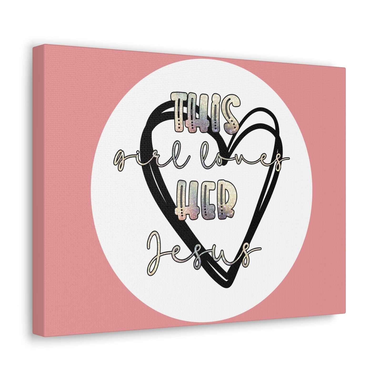 Scripture Walls Loves Her Jesus John 14:21 Heart Black Bible Canvas Christian Wall Art Ready to Hang Unframed-Express Your Love Gifts