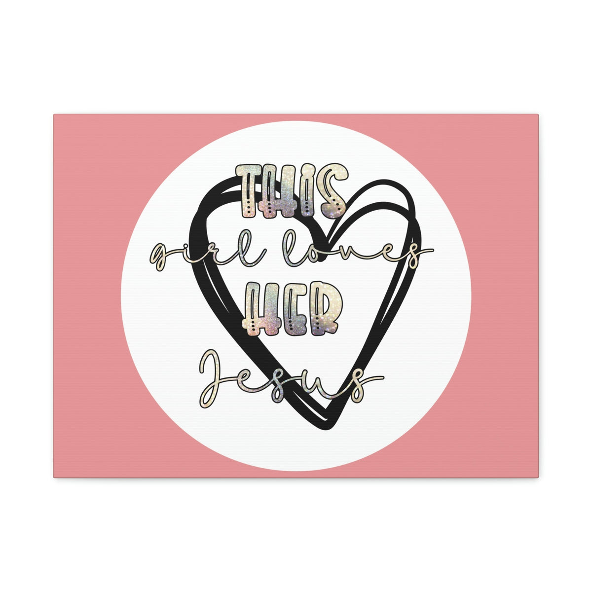 Scripture Walls Loves Her Jesus John 14:21 Heart Black Bible Canvas Christian Wall Art Ready to Hang Unframed-Express Your Love Gifts