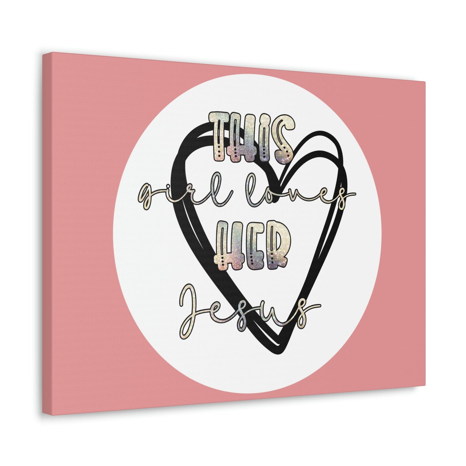 Scripture Walls Loves Her Jesus John 14:21 Heart Black Bible Canvas Christian Wall Art Ready to Hang Unframed-Express Your Love Gifts